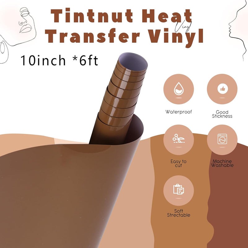 Tintnut Chocolate HTV Vinyl - 10in x 72in Heat Transfer Vinyl Bundle - 16 Pieces - Compatible with Cricut & Silhouette Cameo - Image 2